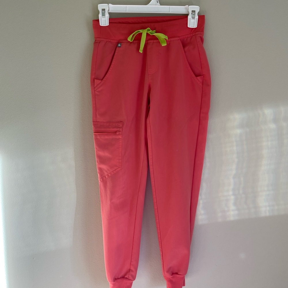 Figs Hot Coral Scrubs Set